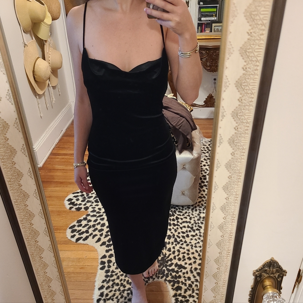 Black Velvet Midi Dress